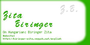 zita biringer business card